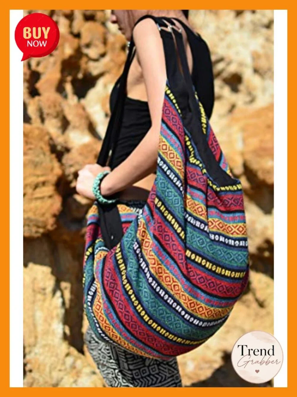 Large Cotton Hobo Crossbody Bag Travel Shoulder Bag